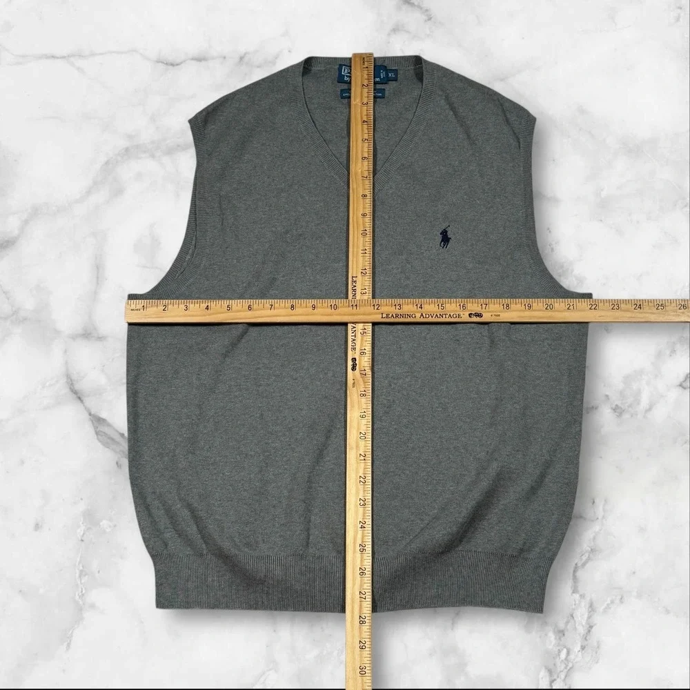 Polo Ralph Lauren Mens V Neck Sweater Vest Gray Pima Cotton‎ XL